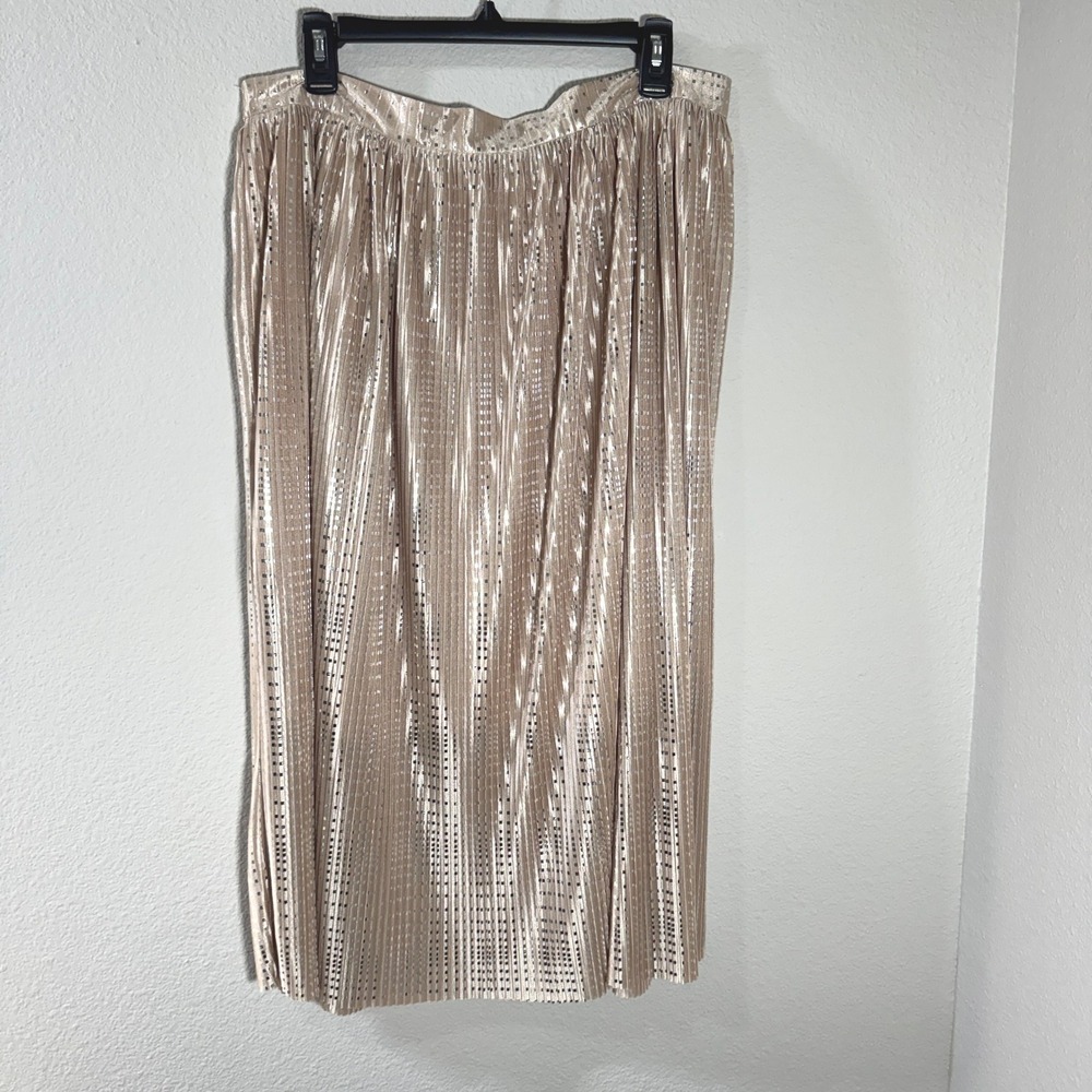Anthropologie Sabina Musayev Cassia Pleated Midi Skirt Champagne Size 12 NWT